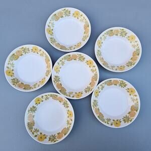 6 Vtg Plates Noritake Progression Fruit Dessert Sunnyside 9003 White Floral